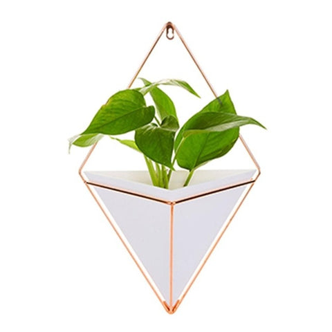 Image of Acrylic Flower Pot Iron Plant Holder Hanging Planter Geometric Vase Wall Decor