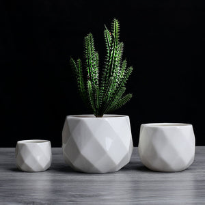 Creative Ceramic Diamond Geometric Flowerpot Simple Succulent Plant Container