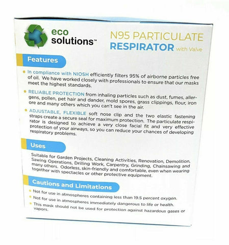 Image of (10 Pack) Eco Solutions N95 Particulate Respirator Face Mask With Exhalation